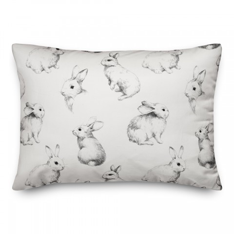 Sketched Bunny Pattern 14x20 Spun Poly Pillow