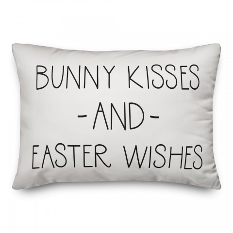 Neutral Bunny Kisses and Easter Wishes 14x20 Spun Poly Pillow