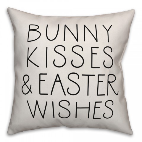 Bunny Kisses and Easter Wishes Typography Pillow