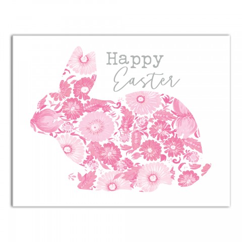 Floral Bunny Silhouette Wall Art