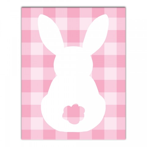Pink Buffalo Check Bunny Silhouette Wall Art