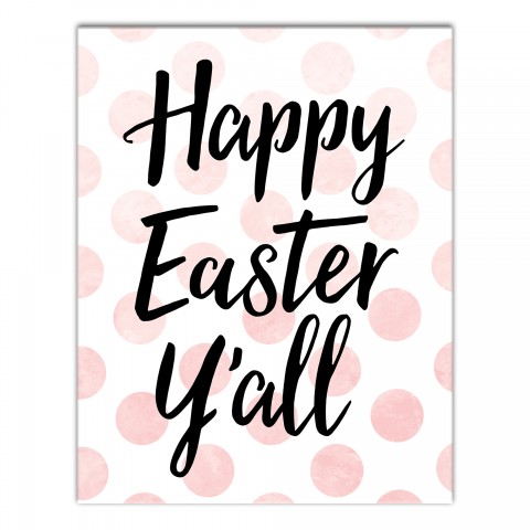 Pink Polka Dots Happy Easter Y'all Wall Art