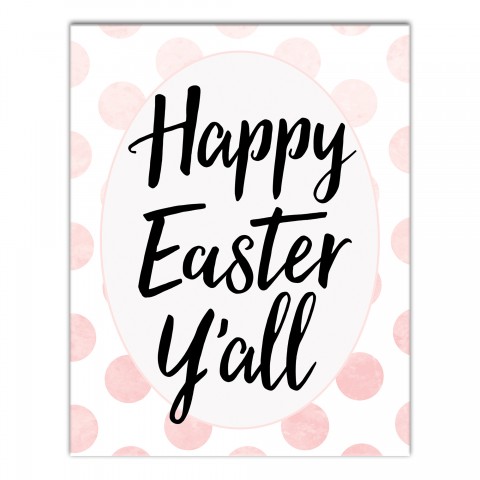 Pink Polka Dots Happy Easter Y'all Wall Art