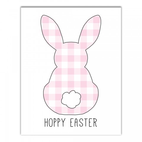 Pink Buffalo Check Bunny Silhouette Wall Art