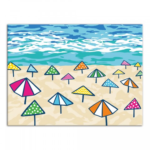 Bright Beach Umbrellas 18x24 Canvas Wall Art