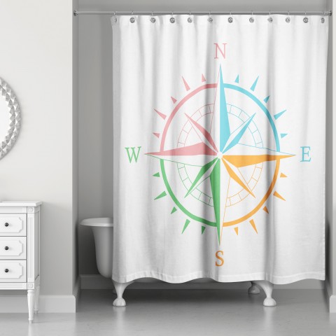 Colorful Compass 71x74 Shower Curtain
