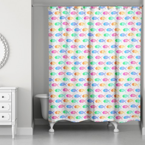Colorful Fish Pattern 71x74 Shower Curtain