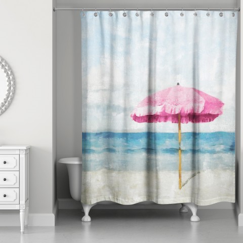 Pink Umbrella 71x74 Shower Curtain