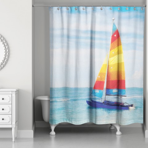 Colorful Sailboat 71x74 Shower Curtain