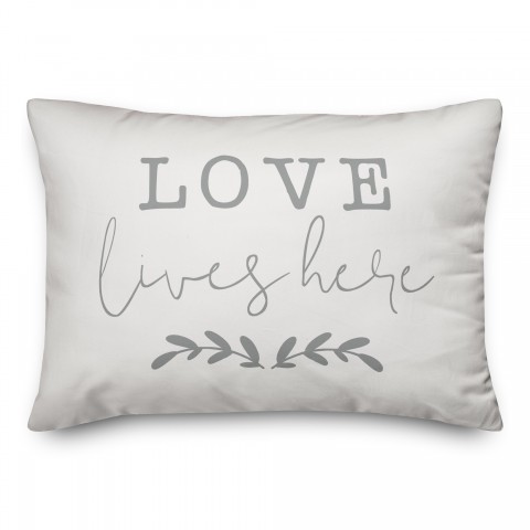 Love lives here 14x20 Spun Poly Pillow Cover