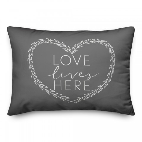 Love live here grey heart 14x20 Spun Poly Pillow Cover