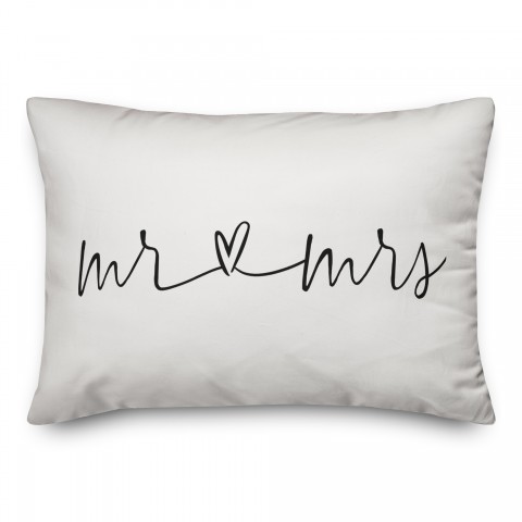 mr and mrs script heart 14x20 Spun Poly Pillow