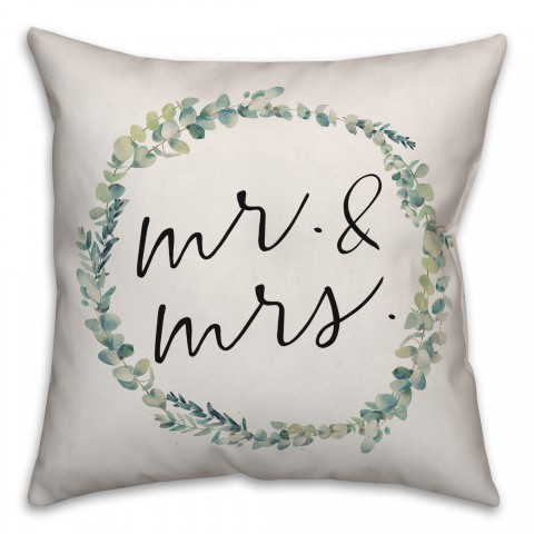 Mr and Mrs Eucalyptus Wreath Pillow