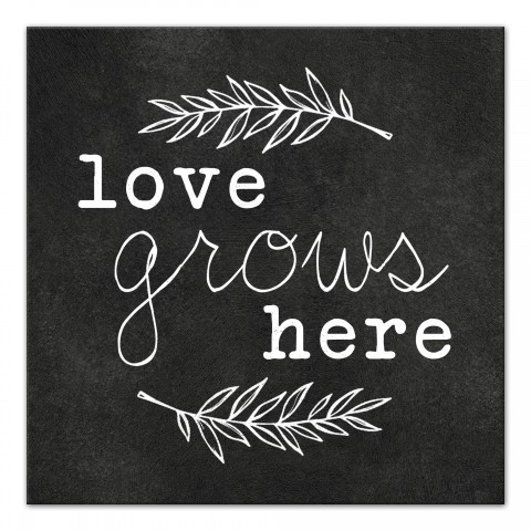 Love Grows Here 16x16 Canvas Wall Art