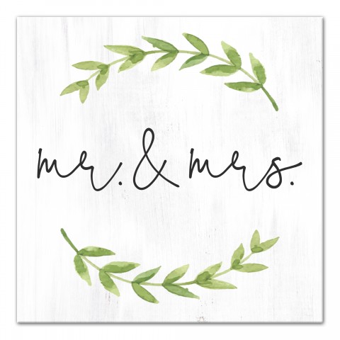 Mr and Mrs Wreath 16x16 Canvas Wall Art
