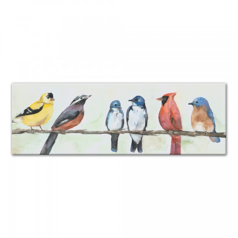Birds On A Branch 12x36 Canvas Wall Art