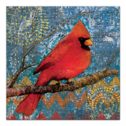 Abstract Cardinal On A Branch 20x20 Canvas Wall Art