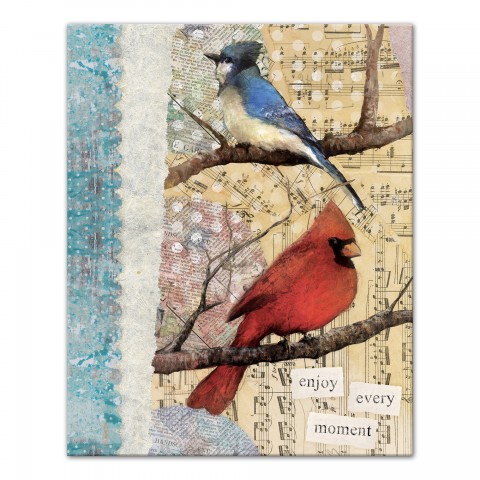 Abstract Bird Friends 16x20 Canvas Wall Art