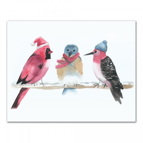 Holiday Birds 11x14 Canvas Wall Art
