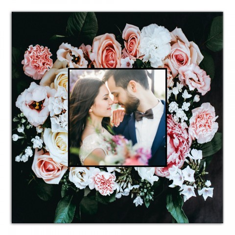 Blush Bouquet Frame 16x16 Personalized Canvas Wall Art