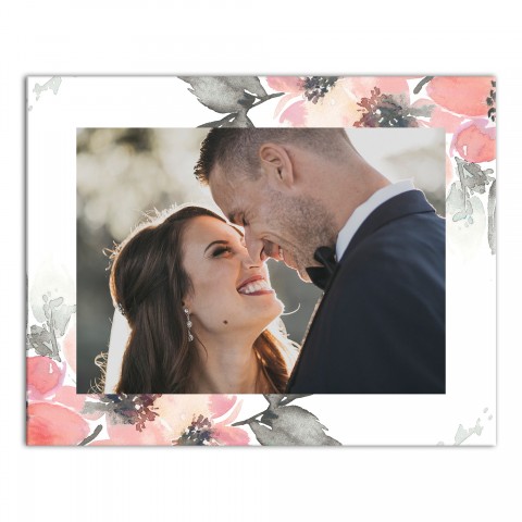 Blush Watercolor Floral Frame 11x14 Personalized Canvas Wall Art