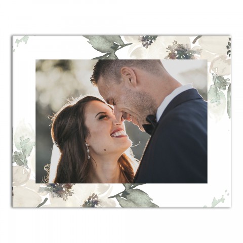 Cream Watercolor Floral Frame 11x14 Personalized Canvas Wall Art