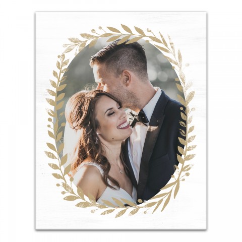Gold Floral Wreath Frame 11x14 Personalized Canvas Wall Art