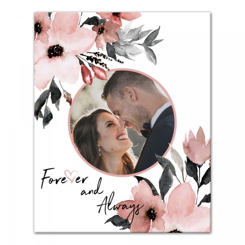 Forever and Always Floral Frame 16x20 Personalized Canvas Wall Art
