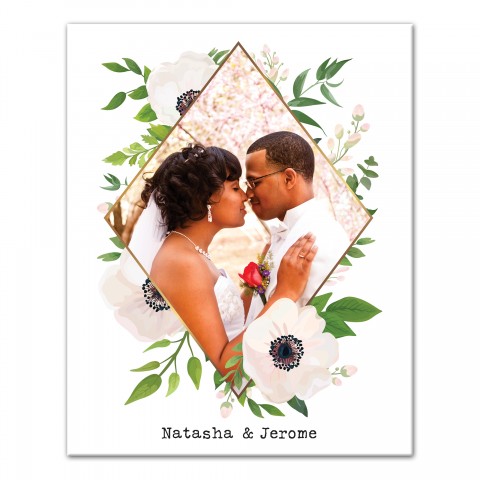 Diamond Floral Frame 16x20 Personalized Canvas Wall Art