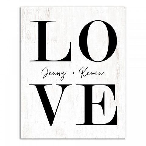 Simple Love Typography 16x20 Personalized Canvas Wall Art