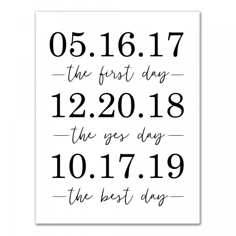 Important Dates 16x20 Personalized Canvas Wall Art