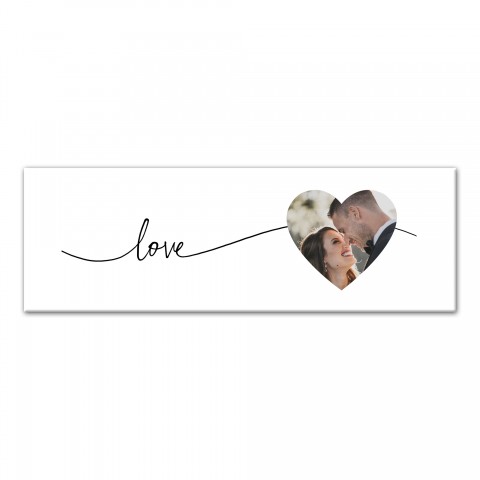 Script Love Heart 12x36 Personalized Canvas Wall Art