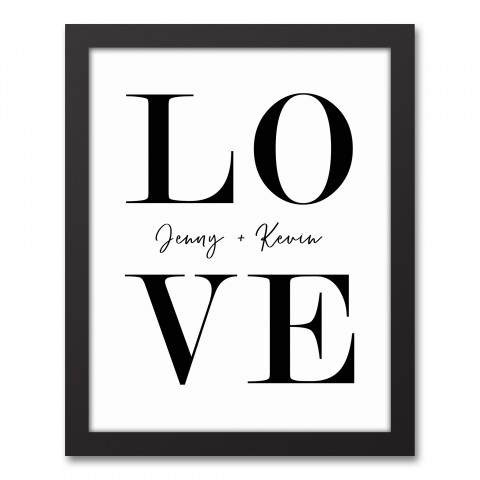 Simple Love Typography 11x14 Personalized Black Framed Canvas