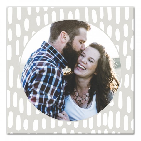 Beige Dot Pattern Frame 16x16 Personalized Canvas Wall Art