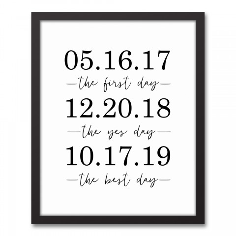 Important Dates 16x20 Personalized Black Framed Canvas