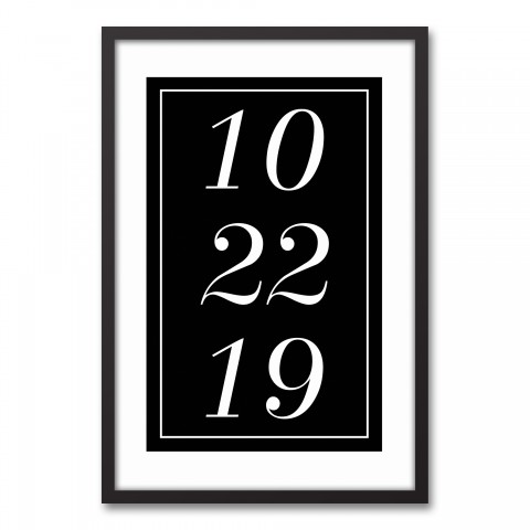 Monochromatic Date Typography 20x30 Personalized Black Framed Canvas