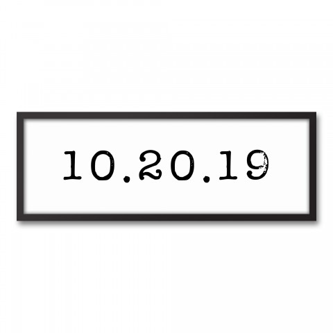 Distressed Date Typography 12x36 Personalized Black Framed Canvas