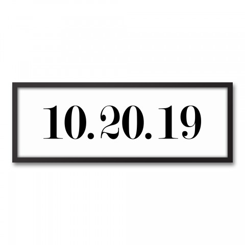 Simple Date Typography 12x36 Personalized Black Framed Canvas