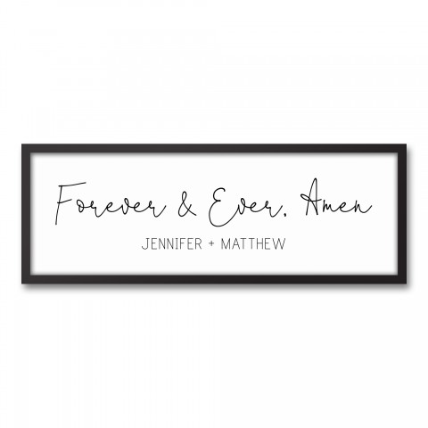 Forever and Ever Amen 12x36 Personalized Black Framed Canvas