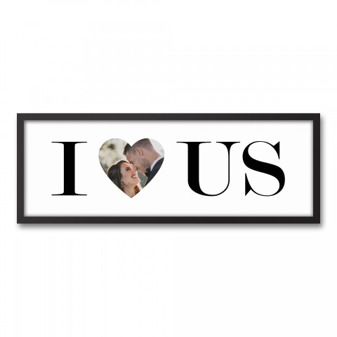 I Heart Us 12x36 Personalized Black Framed Canvas