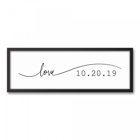 Simple Love Script 12x36 Personalized Black Framed Canvas