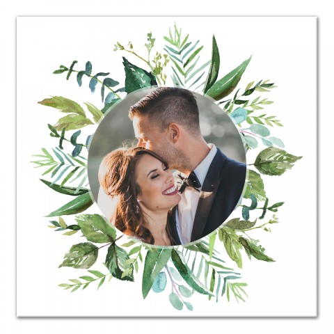Greenery Wreath Frame 16x16 Personalized Canvas Wall Art