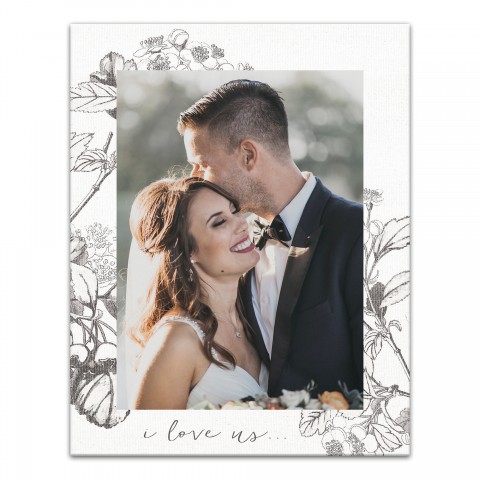 I Love Us Floral Frame 11x14 Personalized Canvas Wall Art