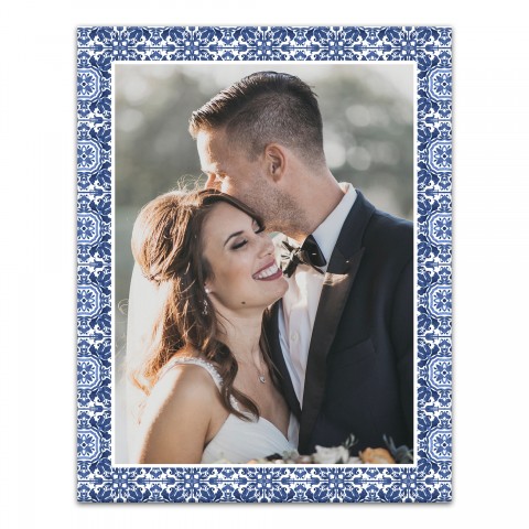 Blue Tile Frame 11x14 Personalized Canvas Wall Art