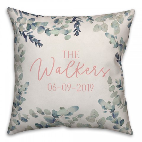 Eucalyptus Frame 18x18 Personalized Spun Poly Pillow
