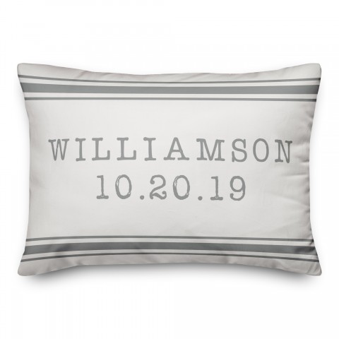 Gray Farmhouse Stripe 14x20 Personalized Spun Poly Pillow
