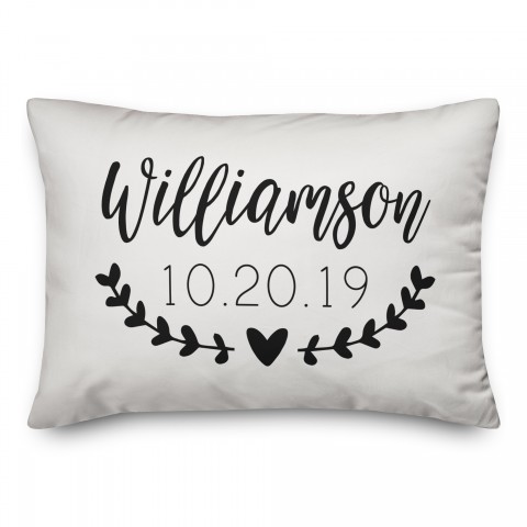 Simple Heart Wreath 14x20 Personalized Spun Poly Pillow