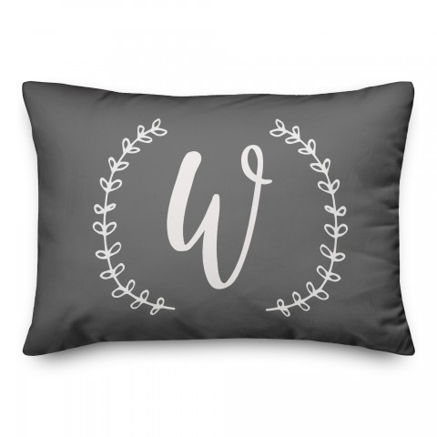 Simple Gray Monogram Laurel 14x20 Personalized Spun Poly Pillow