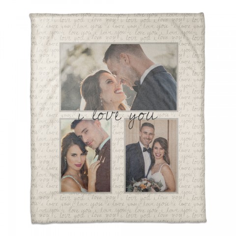 Script I Love You Frame 50x60 Personalized Coral Fleece Blanket