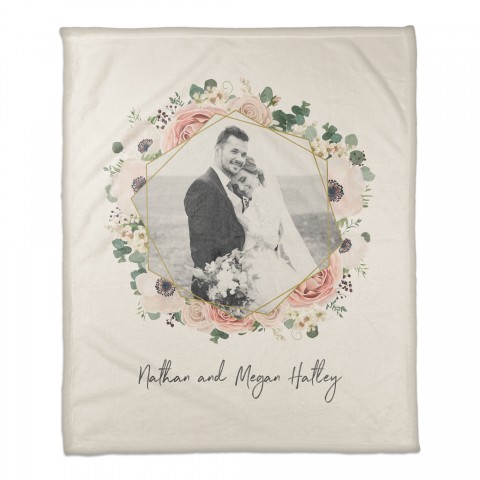 Hex Floral 50x60 Personalized Coral Fleece Blanket